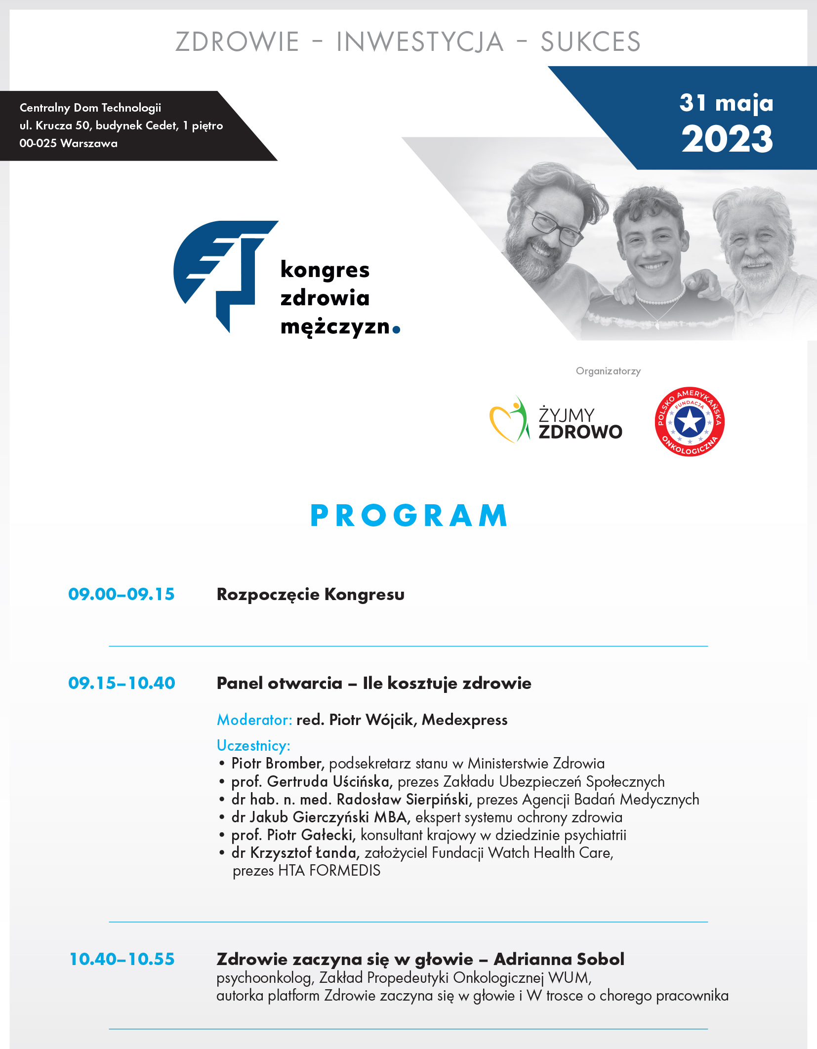 Kongres Zdrowia Mężczyzn 2023 - program szczegółowy cz.1